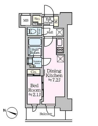 1dkの間取りの画像