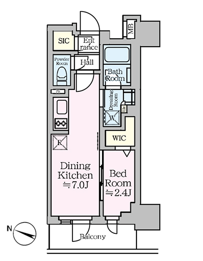 1dkの間取りの画像