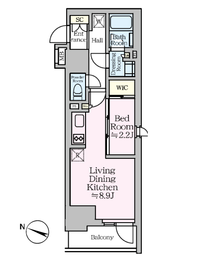 1ldkの間取りの画像