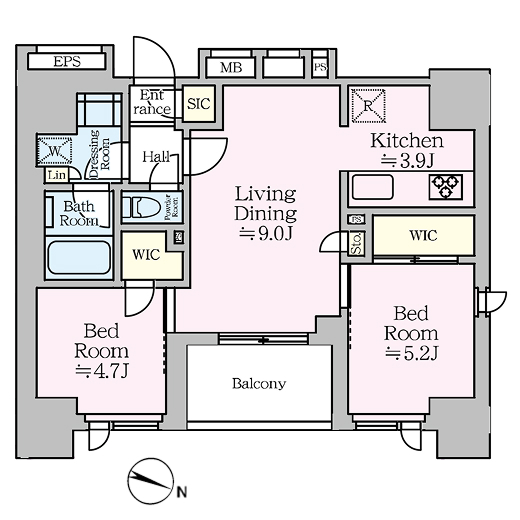 2ldkの間取りの画像